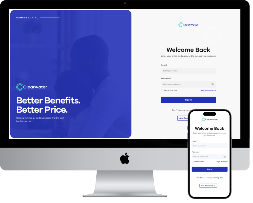 Clearwater Benefits Administrators Device Mockup Member Portal 1.1